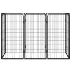 8-Panel Dog Playpen Black 19.7"x39.4" Powder-coated Steel
