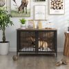 Wooden Dog Crate Furniture Large/Medium Dog, Dog Kennel Furniture Large Breed, Indoor Dog Cage Furniture Style with 2 Doors