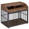 GO 44'' Heavy Duty Large Dog Crate Furniture for Large Medium Dog with Lockable Wheels, Wooden Dog Crate Dog Kennel