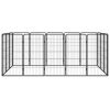 16-Panel Dog Playpen Black 19.7"x39.4" Powder-coated Steel