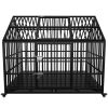 54" Heavy Duty Dog Crate Large Dog cage Strong Metal Dog Kennels and Crates for Large Dogs Top Open with 2 Doors 4 Lockable Wheels 2 Removable Trays